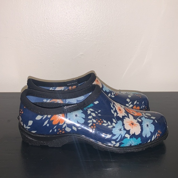 Sloggers Women's Floral Fun Blue Outdoor Rain Garden Clogs Sz 7 - Picture 3 of 9